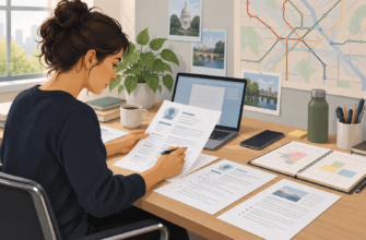 Persona preparando un currículum, revisando calendario y transporte para una candidatura de campaña